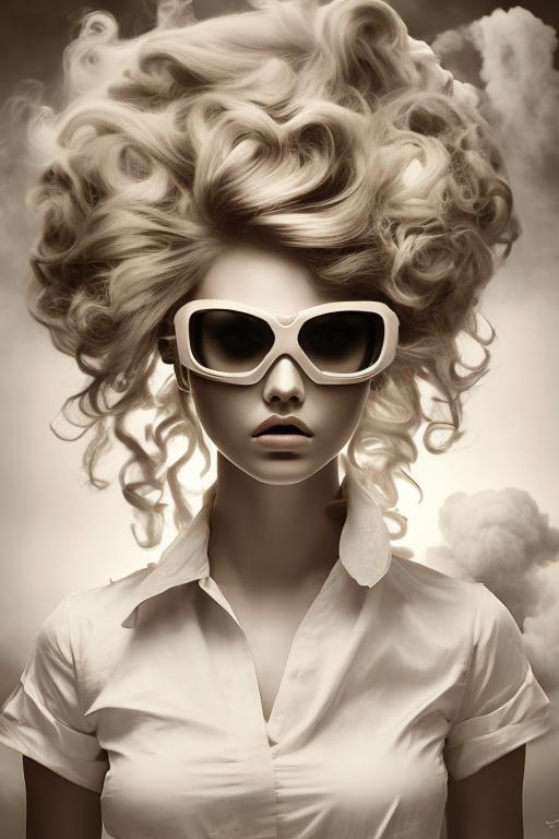 Prompt: fusion of a nuclear explosion and a woman's hairstyle, pareidolia photograph
