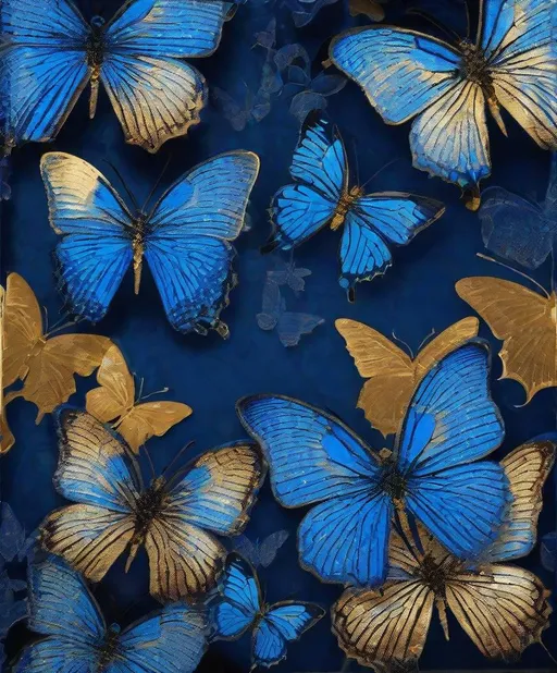 Prompt: sparkly blue butterfly photonegative refractograph 