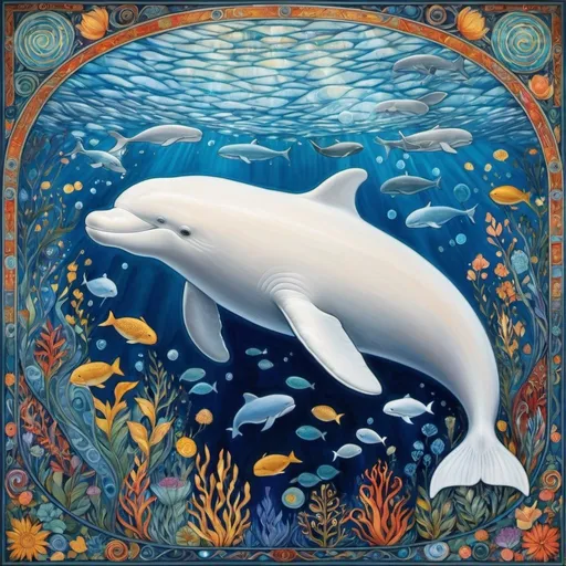 Prompt: beluga whale by Katie Yum Yoke and Amanda sage and klimt 