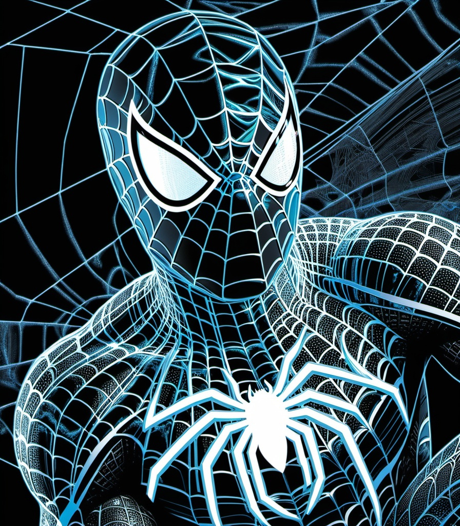 Prompt: spiderman, photonegative refractograph 