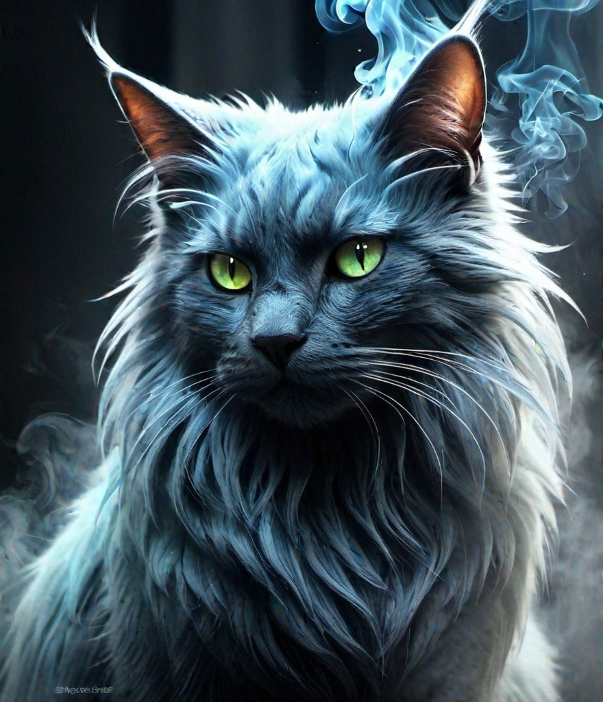 Prompt: ghost cat, fantasy art, lighting smoke spiked form, beautiful, fantasy creature, realistic fantasy 