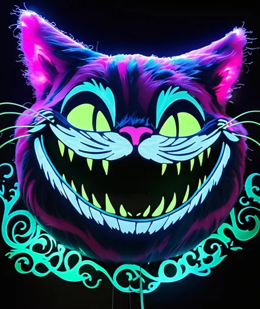 Prompt: big glow in the dark grin, cheshire cat 