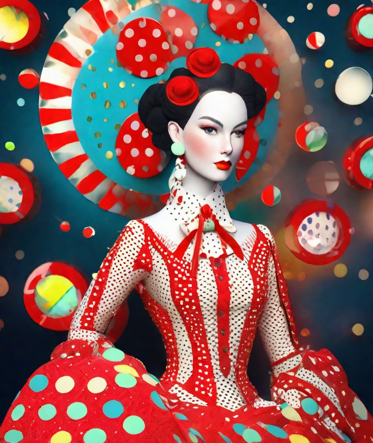 Prompt: The beautiful lady, She is dressed in conspiracy dots. 3d, best quality.