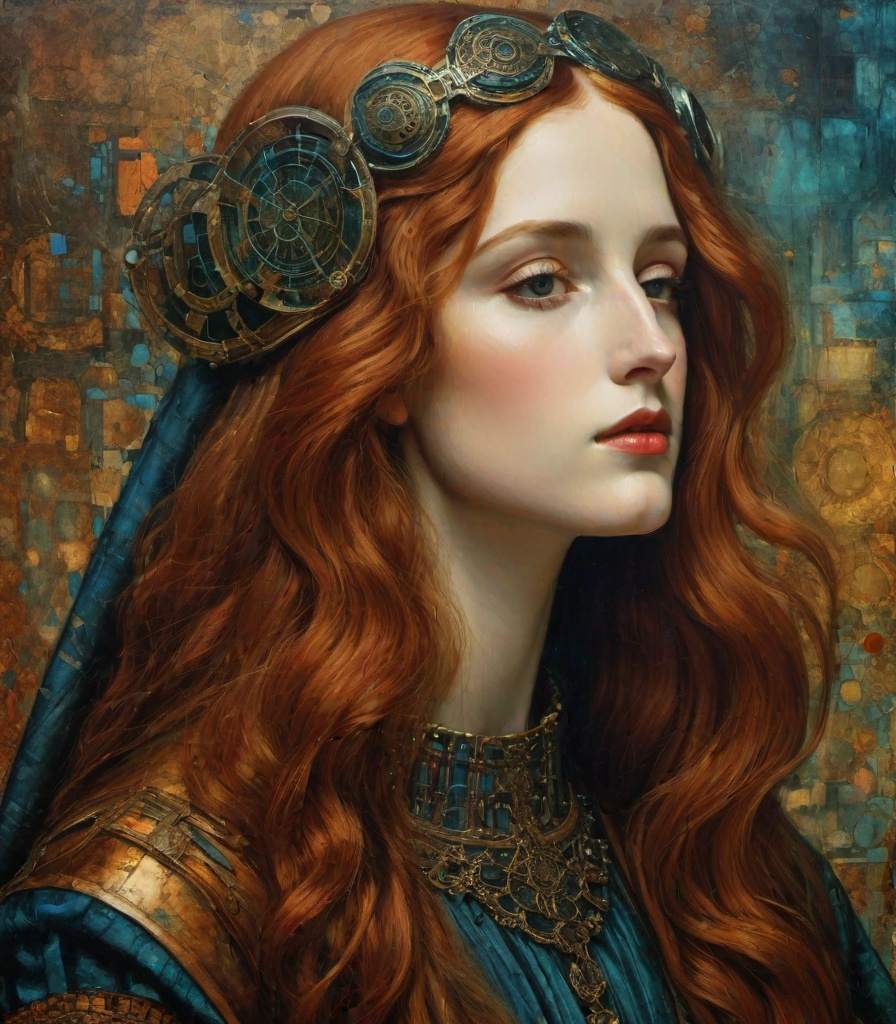 Prompt: Pre-Raphaelite Abstract cyber *Medieval Grunge* 