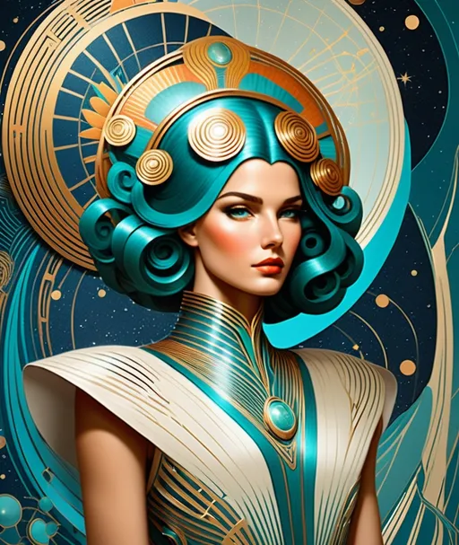 Prompt: if she was Leo zodiac symbolism was in the style Futurism, style whimsical 