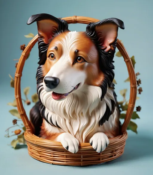 Prompt: rattan border collie, extremely detailed, beautiful, 3d.