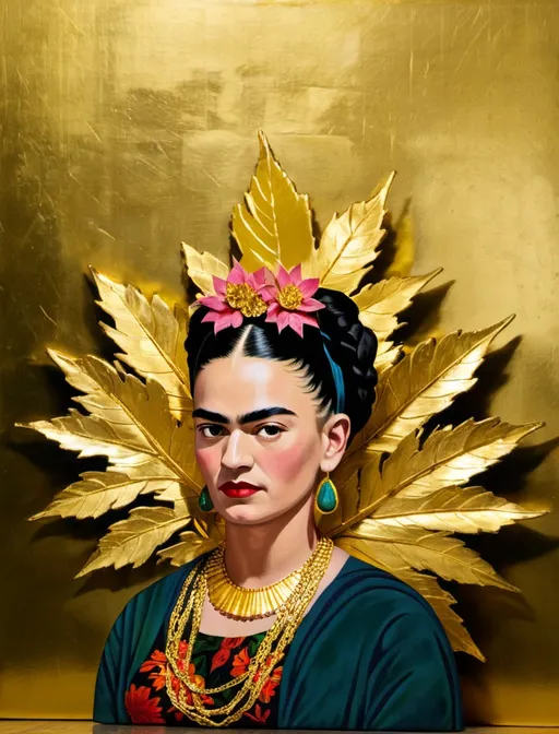 Prompt: Frida Kahlo: "Surreal Gold Leaf" 1209 1210a