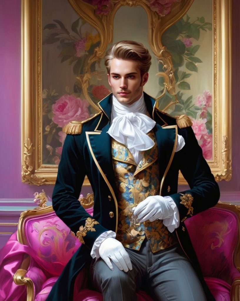 Prompt: foliate sartorial macabre, dapper rococo:: joel robinson:: artgerm, lisa frank, peter paul rubens, Alexandre Charles Guillemot