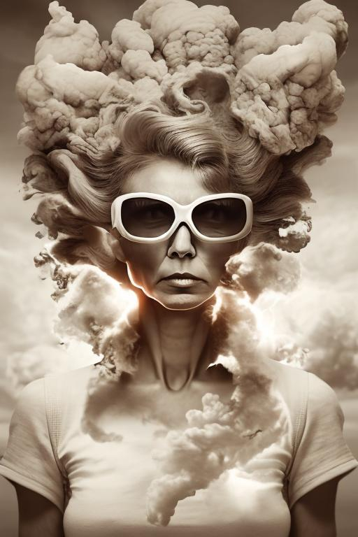 Prompt: fusion of a nuclear explosion and a woman's hairstyle, pareidolia photograph
