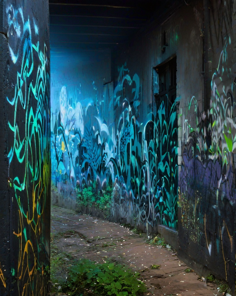 Prompt: "will-o'-the-wisp" graffiti 