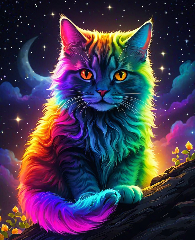 Prompt: my personal little Bifrost for the shadows of my beloved cats and dogs who visit me sometimes on a moonlit night 