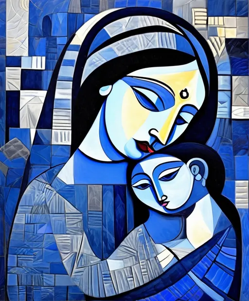 Prompt: She is all that and more, a picasso art, the indigo period. 3d, best quality, highly detailed, beautiful 