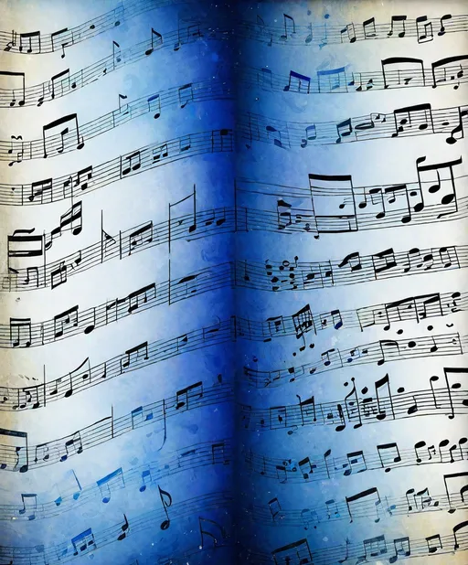 Prompt: indigo blues, abstract music sheet 