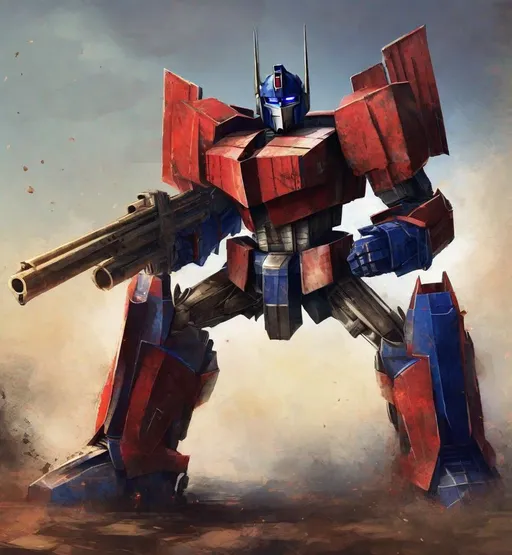 Prompt: Optimus Prime in the style of medieval grunge 