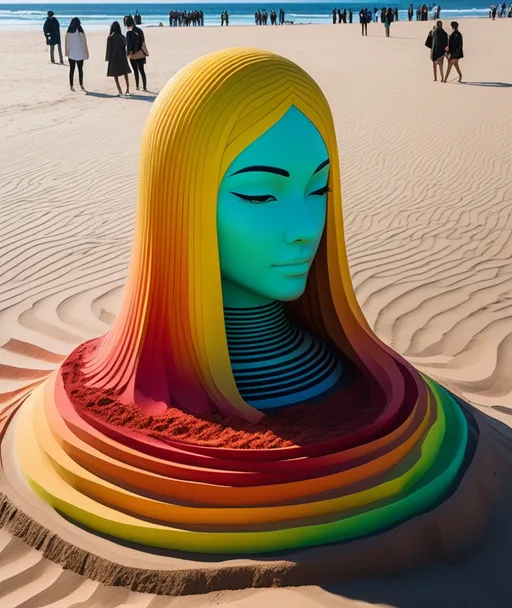 Prompt: Dyed vibrant sand sculpture by apollonia saintclair + daniela uhlig + audrey kawasaki + sakimi chan 