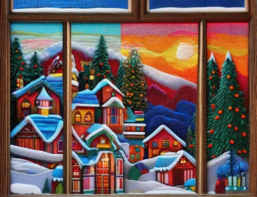 Prompt: 3d soft vivid winter ornaments folk art acrylic oil, constructivist glitch art, diorama, german Christmas scene, warm lights in the windows, extremely volumetric, silk ribbons embroidery, beadwork, intricately textured, in the style of heavy impasto texture, gorgeous best ever masterpiece, volumetric, Unreal Engine, Octane, very realistic UHD, 8K octane,  3d,  imax quality visuals, ilm, weta digital, 32k uhd 