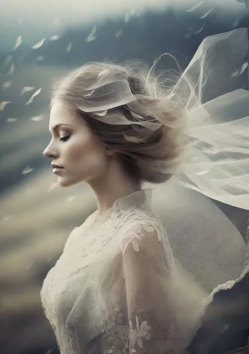 Prompt: Single image, double body exposure: The Very Beautiful dreamy lady, with beautiful face, she is like the wind, her body is an eerie landscape  art by Anka Zhuravleva, Antonio mora, Sandy Welch, Jane Small, Aliza Razell, Eduard Veith, Joel Robison, Mikhail Vrubel, Ferdinand Hodler, Christoffer Relander, William Timlin, Charles Rennie Mackintosh, John Lowrie Morrison, Sidney Nolan. 3d, Volumetric lighting, mixed media, Best quality, crisp quality, optical illusion.