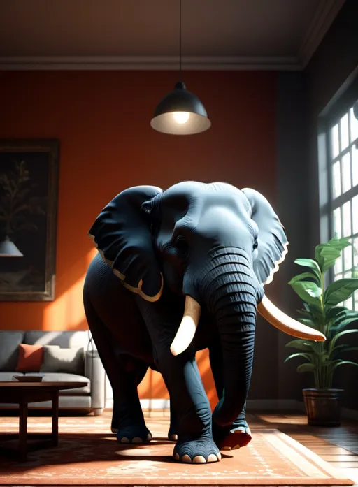 Prompt: the amazing elephant in the room feels like metaphorical chicken. 3d, best quality, unreal engine 