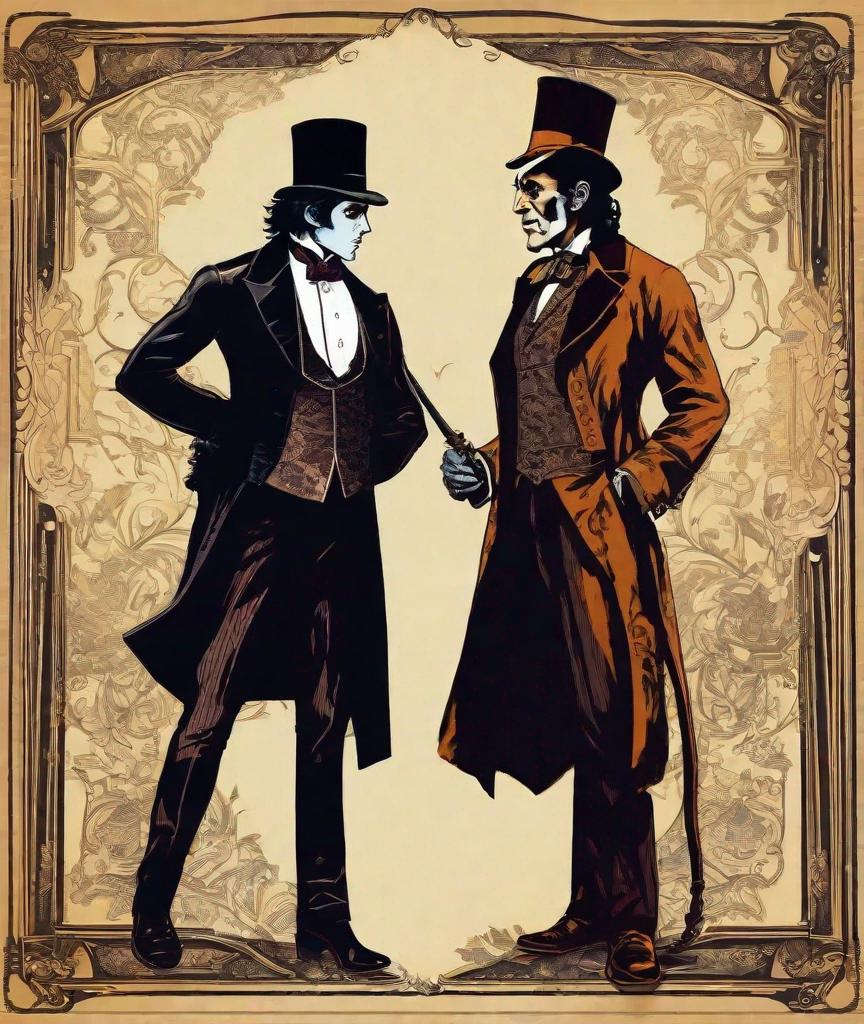 Prompt: Dr. Jekyll and Mr. Hyde, hot vs cold split personality in the style of Strange Case of Dr Jekyll and Mr Hyde, 1886 Gothic, by Robert Louis Stevenson.