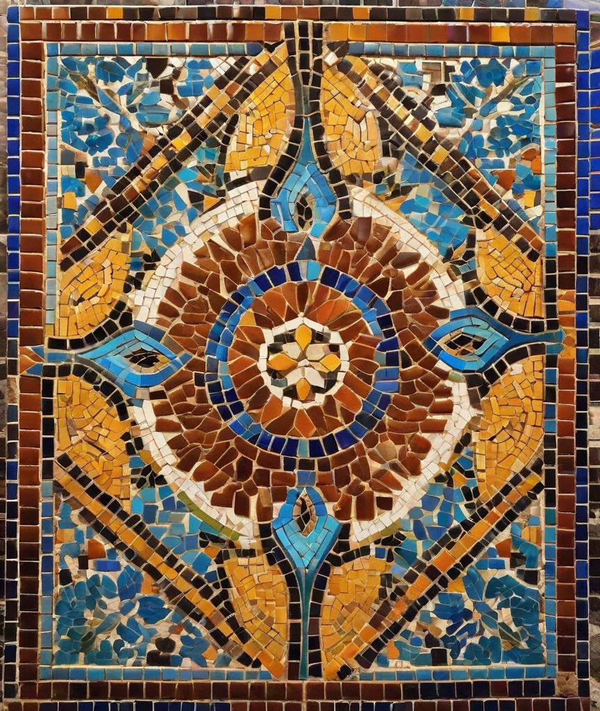 Prompt: They are is hot vs cold, ancient mosaic, tile art 