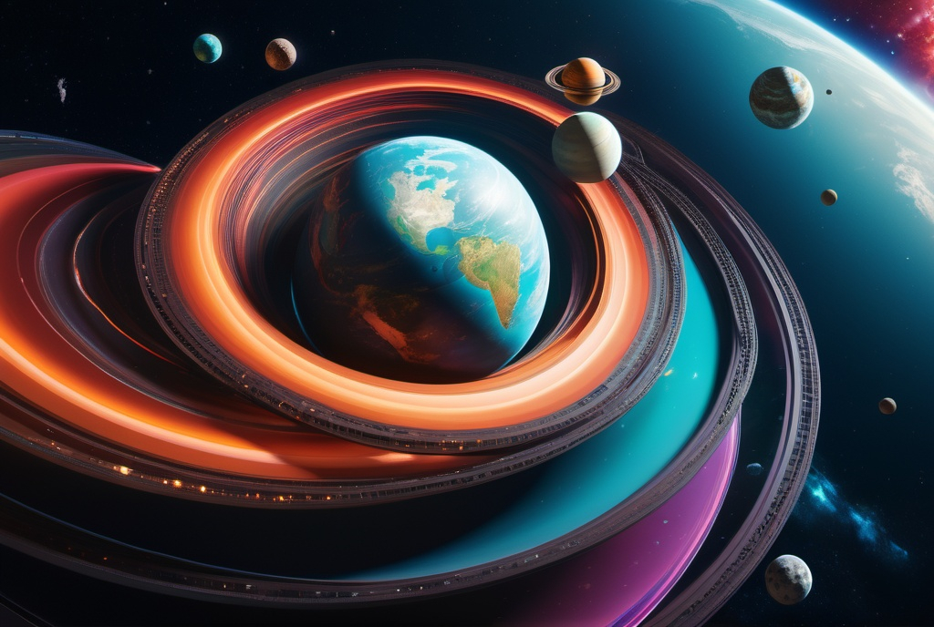 Prompt: Top view of a spiral of parallel worlds with Earth-like planets expanding in deep multi-colored space, constructivist glitch art, high resolution, photorealistic, sharp photography, maximum detail, sharp focus, intricate details, ultra-realistic, cinematic lighting, volumetric lighting, photography, beautiful details , cinematic lighting, rendering, 8k, Portra 800 medium format film, 105mm SMC Takumar, 3200 dpi, Octane, Unreal Engine, 8k, Photorealistic, Digital, Detail, Very fine detail, Ultra high photography, Photorealism, 8K, UHD, Unreal Engine, Octane, very realistic UHD, 8K octane,  3d,  imax quality visuals, ilm, weta digital, 32k uhd 