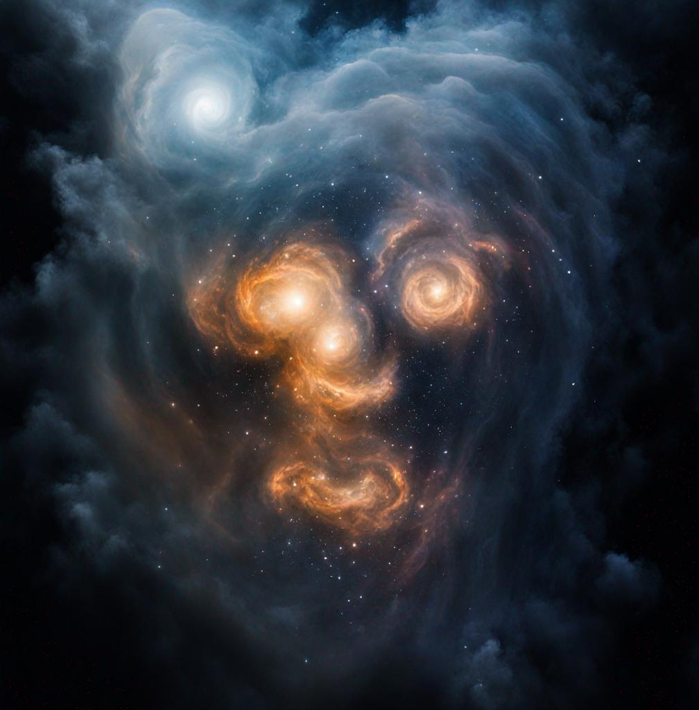 Prompt: Pareidolia photograph galaxy made of translucent matter
