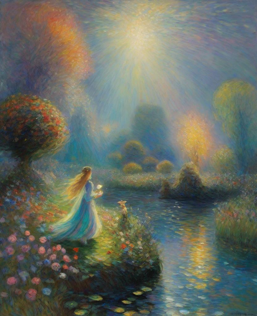 Prompt: fairies , bifrost , monet