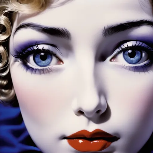 Prompt: in stlyle of helmut newton::4 , Mesmeric::2 , chagall::4 in dreamland::5  ,close up shot of a adorable face with large blurple elytra winges eyes by erwin blumenfeld