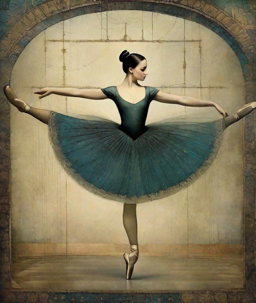 Prompt: A ballet dancer does a pirouette, beautiful medieval grunge ladies , Eva Hesse, Liniers, Catrin Welz-Stein 