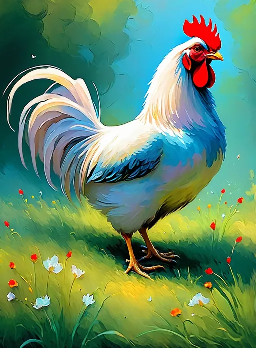Prompt: metaphorical chicken as an impressionist painting
