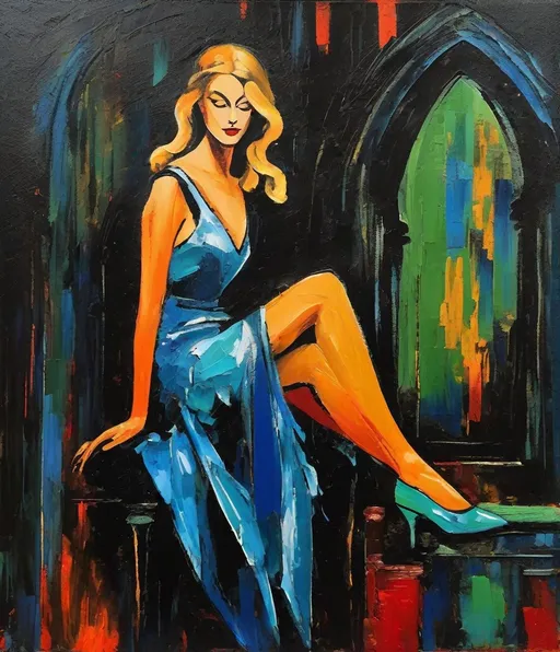 Prompt: in style of helmut newton: emptiness of loss in a deep spiritual expression, a dark symbol of peaceful death, to carry in the bifrost of eternal time, sweetness of a subtle masterpiece of tranquility over cold and warmth. masterful impasto oil technique 