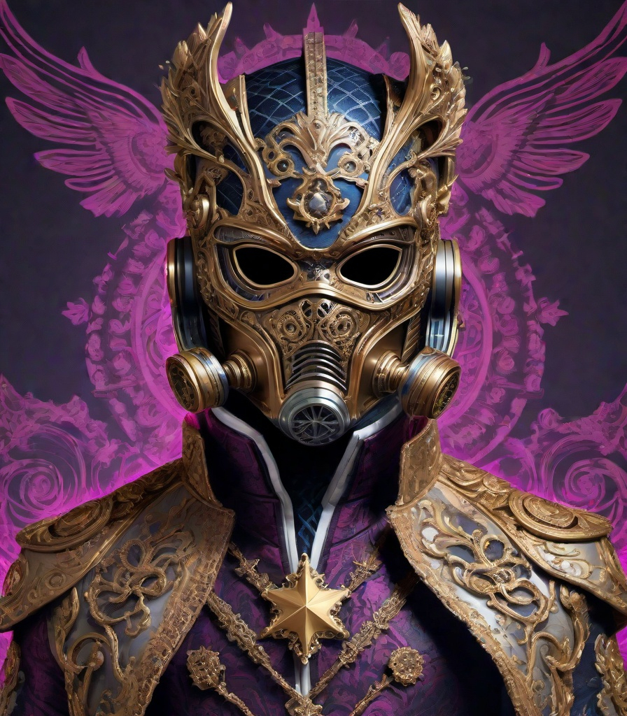 Prompt: star lord fancy ornated masked on neon victorian age, medieval grunge, victorianpunk, fashion design sketch, met gala event, masked royal gala, rococo, baroque, hyper realistic, insanely detailed and intricate, hyper maximalist, elegant, super detailed, dynamic pose 