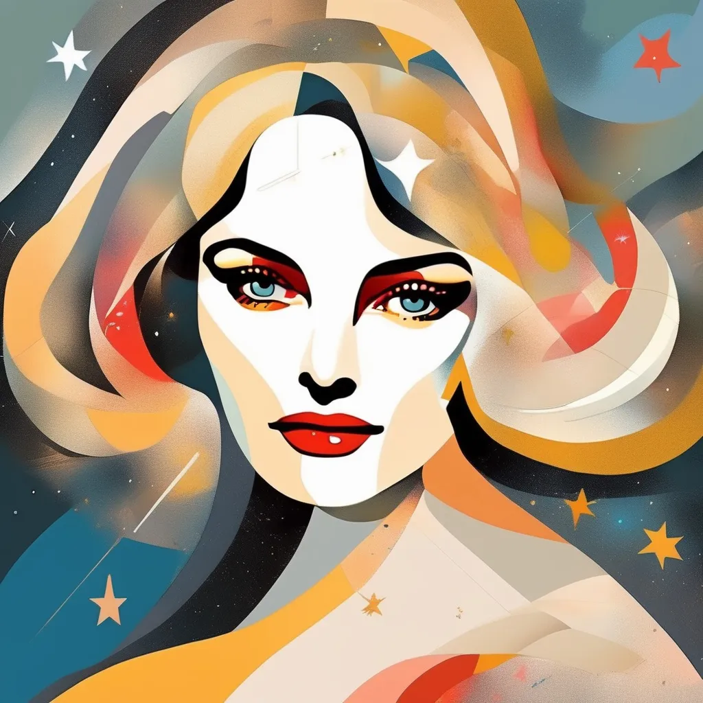 Prompt: abstract masterpiece AI art of a beautiful lady formed from asterism  