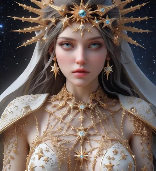 Prompt: She is dressed in an asterism marked with astericks 3d, extremely detailed, intricate, beautiful 