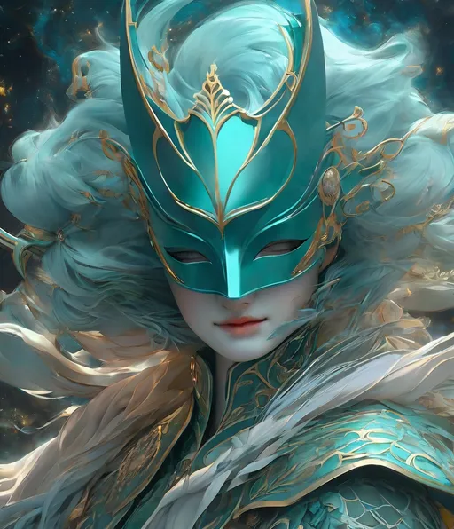 Prompt: unsettling digital art by ayami kojima, peter mohrbacher. blank mask. She has no face, but we feel her smile. Empress’s mouthless lips move with the sound of the beginning of time – the sound that came before all sounds, before all light in the depths of space. madoka magica, artstation, 8k resolution, volumetric lighting, spectacular effects 