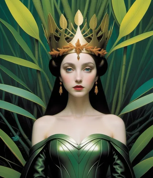 Prompt: a princess with mangrove crown, art by Laurie Simmons, Bridget Bate Tichenor, Meret Oppenheim, Yoann Lossel, Dan Hillier, Peter Lippmann, Abigail Larson