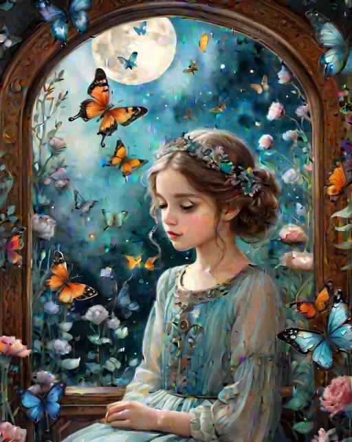 Prompt:  A cute girl in magical fantastic bedroom with whimsical animals , butterflies and art by Florence Harrison, Yulia Brodskaya, catrin Welz Stein, Rosalba Carriera, pol Ledent, Doug Chinnery, Maud Lewis, Valerie Hegarty, Endre Penovac, Justin Gaffrey. inlay, watercolors and ink, beautiful, fantastic view, extremely detailed, intricate, best quality, highest definition, rich colours. intricate beautiful dynamic lighting award winning fantastic view ultra detailed 4K 3D high definition hdr 