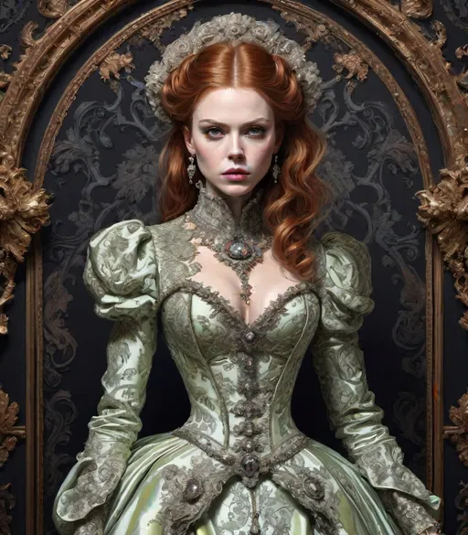 Prompt: natasha romanov fancy ornated on neon victorian age, medieval grunge, victorianpunk, fashion design sketch, met gala event, royal gala, rococo, baroque, hyper realistic, insanely detailed and intricate, hyper maximalist, elegant, super detailed, dynamic pose