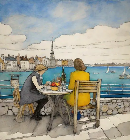 Prompt: A lovely afternoon with special joyful beautiful youthful friends style by Sam Toft, George Condo, Dee Nickerson, Thomas Edwin Mostyn, Deborah Azzopardi, Marc Allante, Axel Scheffler, Charles Robinson, pol Ledent, endre penovac, Gustave Loiseau. inlay, watercolors and ink, beautiful, fantastic view, extremely detailed, intricate, best quality, highest definition, rich colours. intricate beautiful, award winning fantastic view ultra detailed, 3D high definition