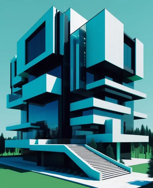 Prompt: modern architecture, constructivist glitch art, 3d, super detailed, beautiful 