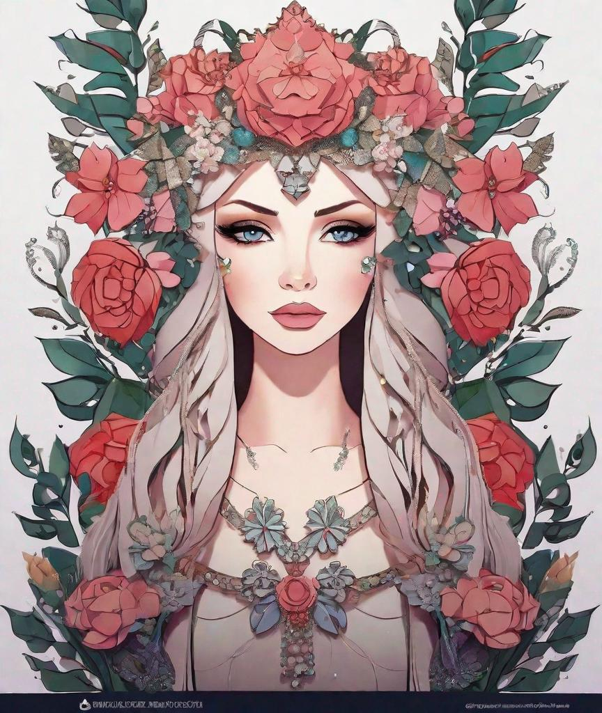 Prompt: Queen flowers of Medieval Grunge, Brittney Lee, paper craft inspired, very detailed, sparklecore, glittercore, nightcore 