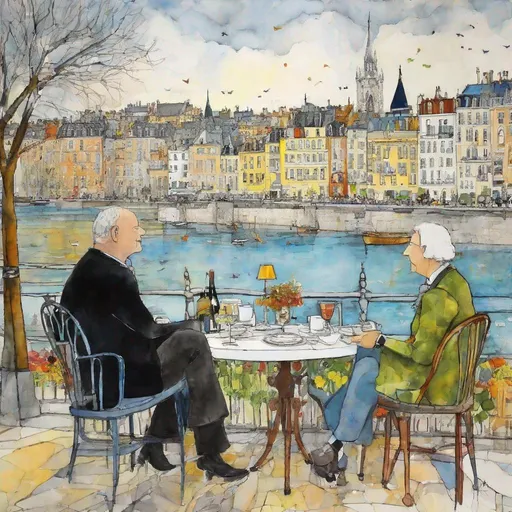 Prompt: A lovely afternoon with special friends style by Sam Toft, George Condo, Leonor Fini, Deborah Azzopardi, Marc Allante, Axel Scheffler, Charles Robinson, pol Ledent, endre penovac, Gustave Loiseau. inlay, watercolors and ink, beautiful, fantastic view, extremely detailed, intricate, best quality, highest definition, rich colours. intricate beautiful, award winning fantastic view ultra detailed, 3D high definition