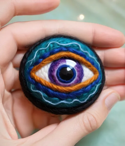 Prompt: Needle felted eye of the universe 