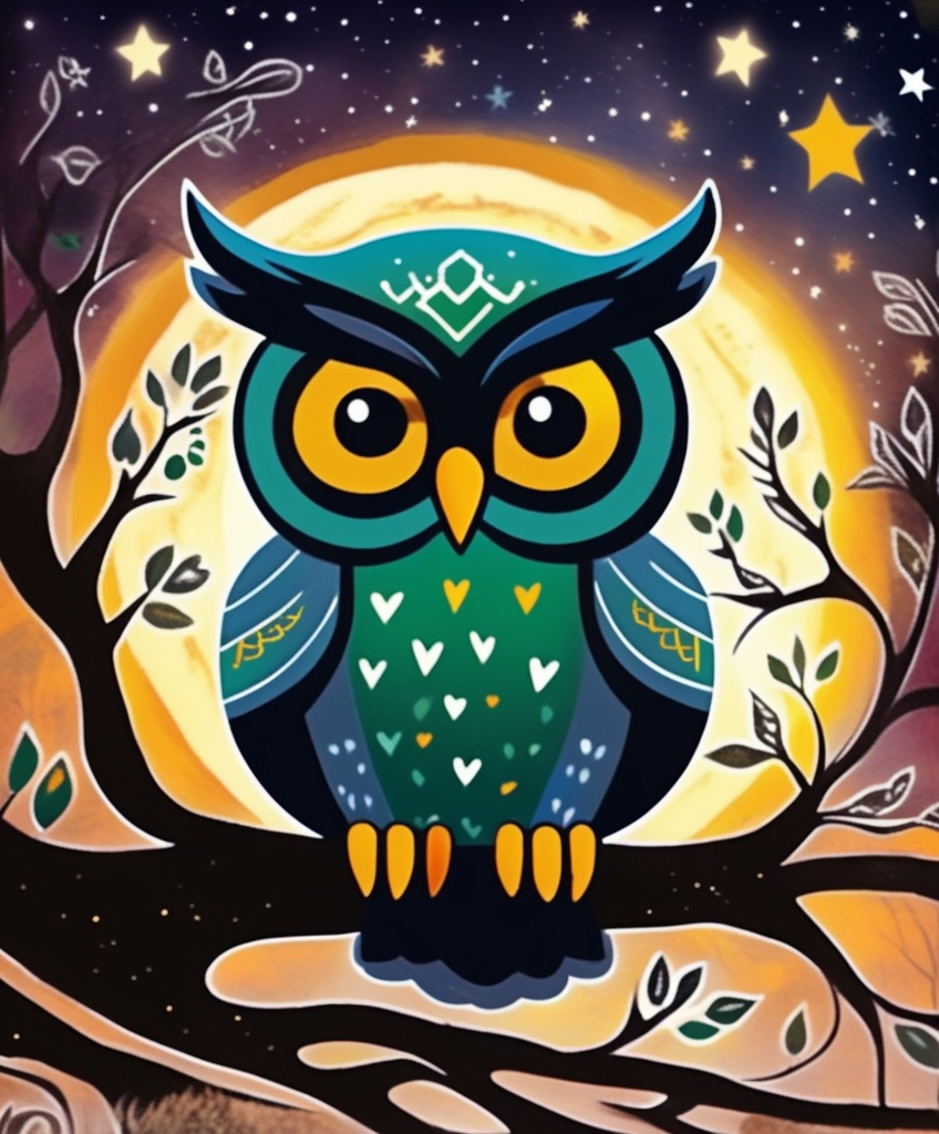 Prompt: Graffiti: Once, in a quaint village nestled among emerald hills, there lived a wise old owl named Hoot. Hoot was revered by all for his knowledge and insight. Each evening, as the sun dipped below the horizon, villagers would gather around Hoot's ancient oak tree. With his deep, soothing voice, Hoot shared tales of yore and wisdom about life, love, and the mysteries of the universe. His words were a blend of folklore and truth, often leaving listeners in awe. Children gazed up with wide-eyed wonder, while elders nodded in agreement. In this serene setting, Hoot's stories wove a tapestry of community, connecting generations under the starlit sky