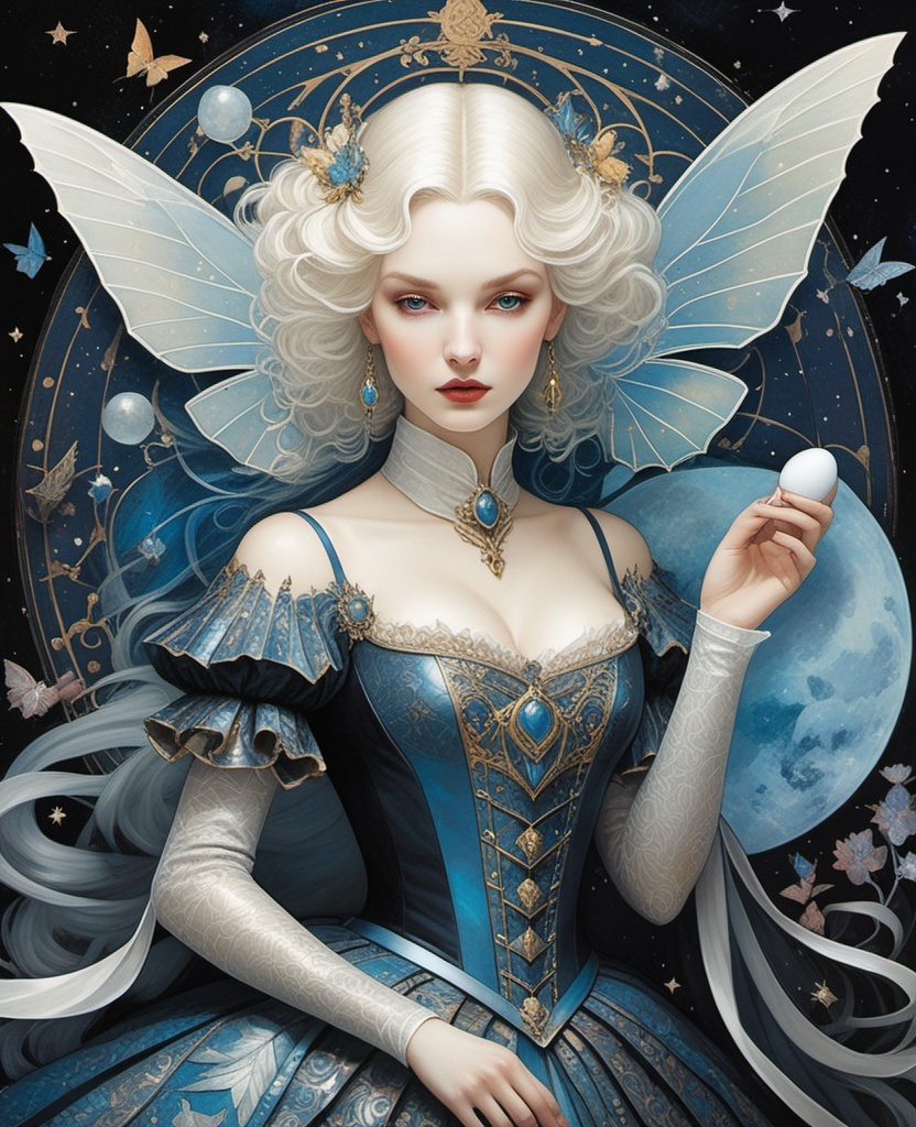 Prompt: comics cover by Bastien Lecouffe-Deharme, Hayv Kahraman, Erik Madigan Heck, Nicholas Hughes, Nicholas Hilliard, Daarken, faerietale couture, dark fantasy:: Whimsical beauty alice in wonderland, decoupage, intertwined with encaustic painting, impasto, ethereal foggy, craquelure, egg tempera effect, plethora of pokemons lanquerware with mother of pearl inlay, vampiress godess, spread dark dragon iridescent wings, in the asterism sky, medieval armor with geoglyph engraves, in action, with a heliocentric kinetic glowing spear, 