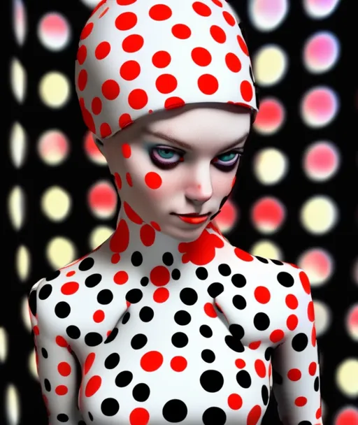 Prompt: The beautiful lady, She is dressed in conspiracy dots. 3d, best quality.