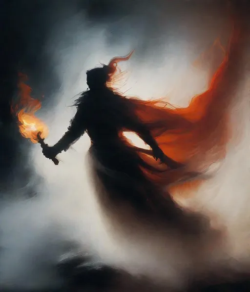 Prompt: Single image:the epic clash of the hot vs cold fairy creatures, fire vs water, darkness vs light. swirling mist. shadows. eerie ominous foreboding. by lillian bassman and marko manev and greg manchess. fire shadow smoke 