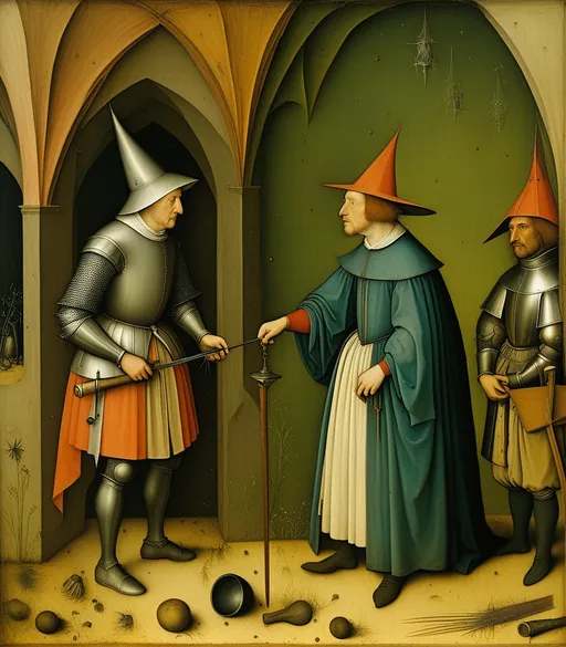 Prompt: german Medieval grunge by Hieronymus Bosch 