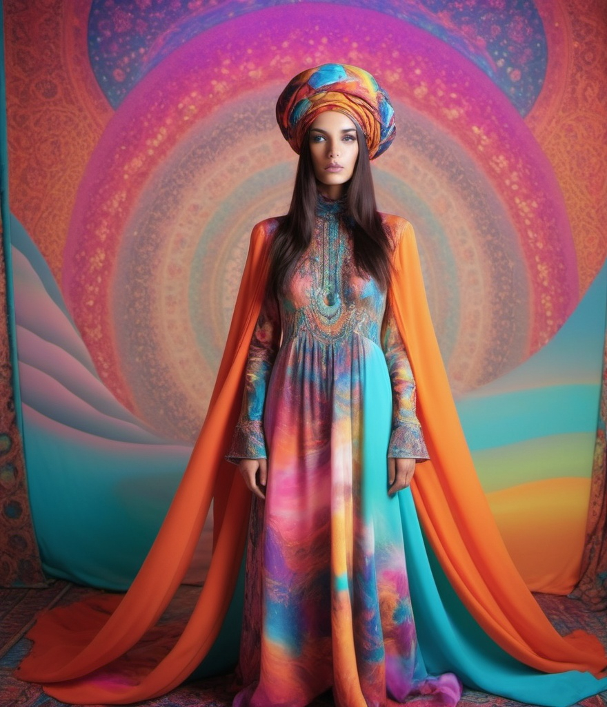 Prompt: Sufi haute couture photonegative refractograph colorful dreamscape 