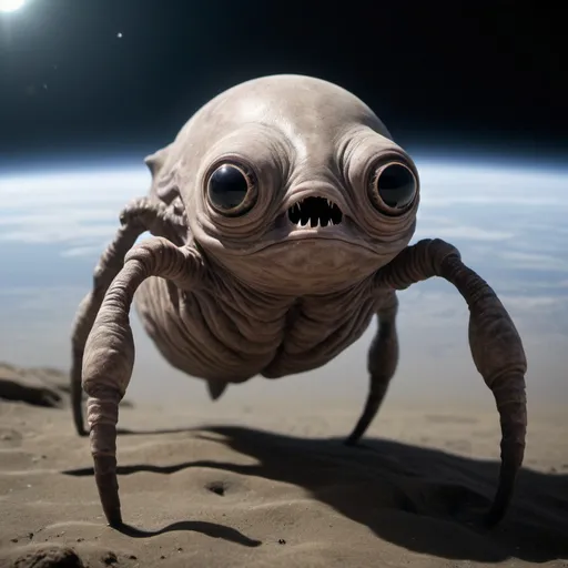 Prompt: An HD photograph of a creature unlike anything on Earth or in the seas, living on a planet with 700 times Earth's gravity. 